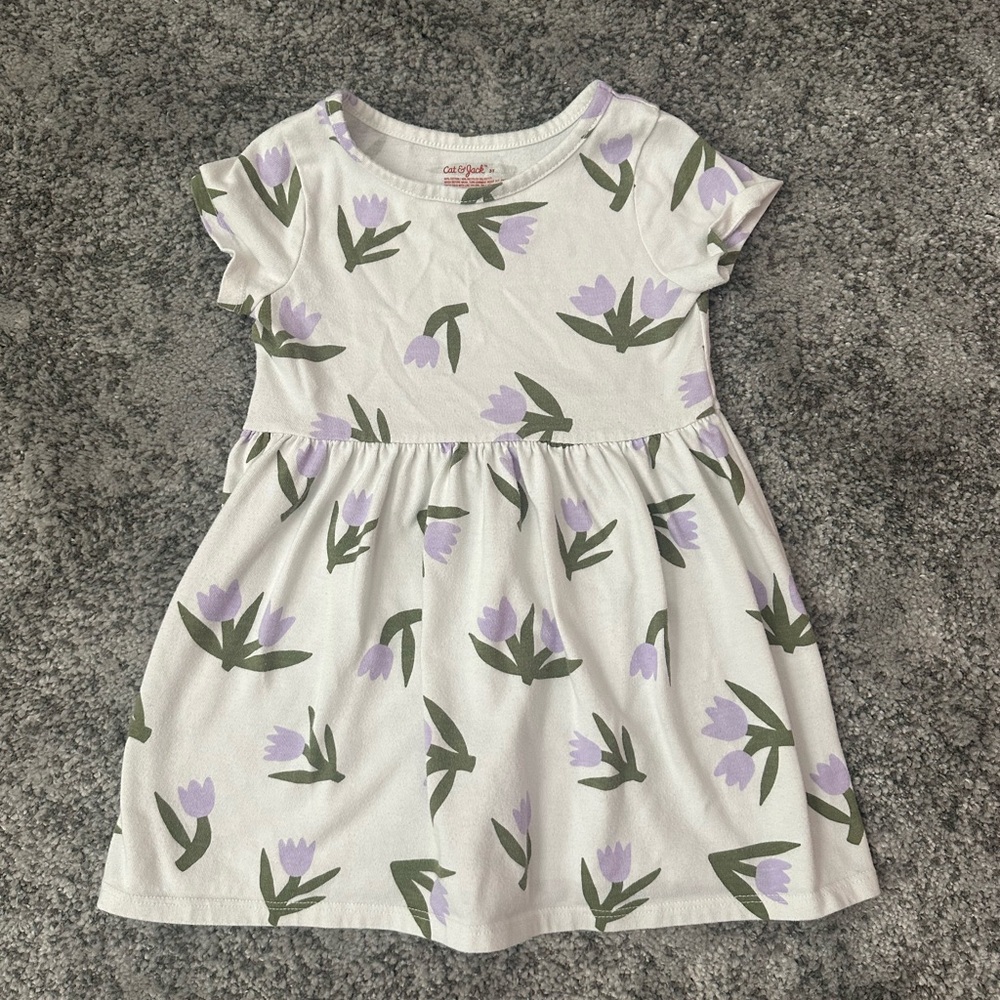 Cat & Jack White and Cream Flutter Sleeve Sundress